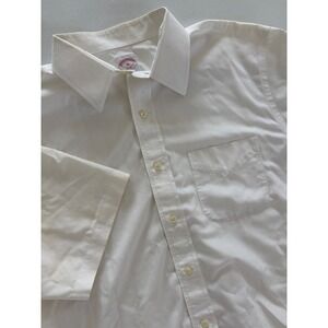 Brooks Brothers 346 Mens White Non-Iron Cotton Short Sleeve Dress Shirt 16 Reg